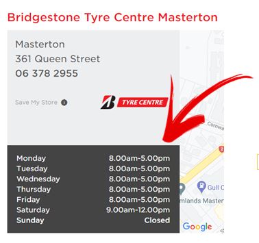 Bridgestone Masterton Opening Hours