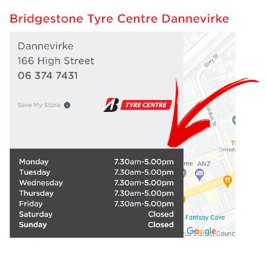 Bridgestone Tararua Opening Hours
