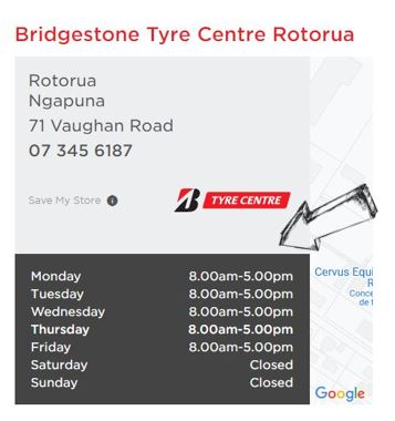 Bridgestone Tyre Centre Rotorua Opening Hours